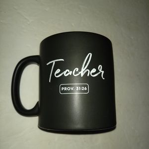 Bible Verse Tea/Coffee Mug - Prov. 31:26, 11oz Black, White Writing. 4"